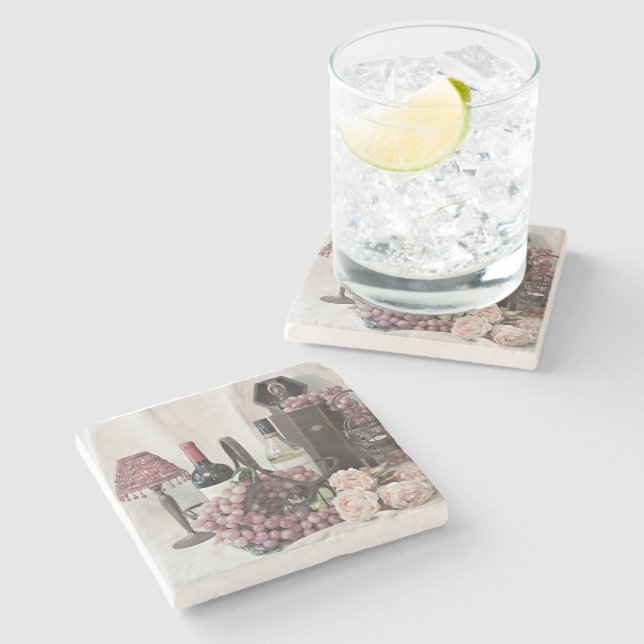 Underlägg stenen för mycket Vin och druvor  (Sidan)