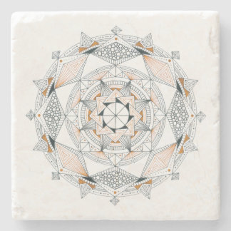 UNDERLÄGG Stone Marble w/ Mandala Design Brown