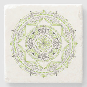 UNDERLÄGG Stone Marble w/ Mandala Design Grönt