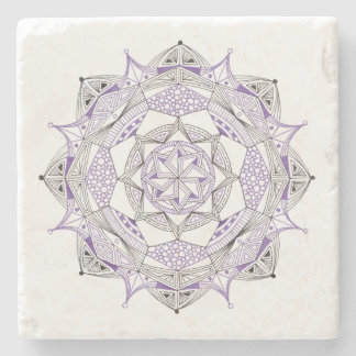 UNDERLÄGG Stone Marble w/ Mandala Design Lila
