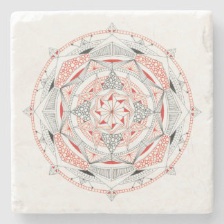 UNDERLÄGG Stone Marble w/ Mandala Design Red/Black