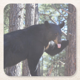 Underlägg svart pärldryck papper kvadrat