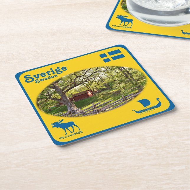 Underlägg — Sverige Papper Kvadrat (Vinklad)