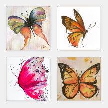 Underlägg uppsättning av butterfly-sortimentakryl