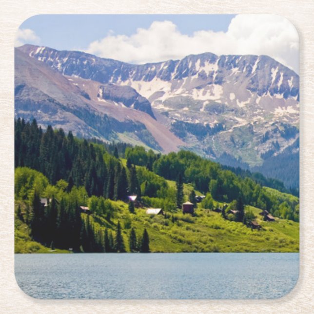 Underlägg Uppsättning av vacker Colorado Scenery Papper Kvadrat (Framsidan)