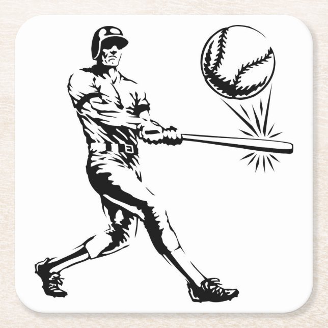 Underlägg uppsättning för coola Baseball Player Papper Kvadrat (Framsidan)