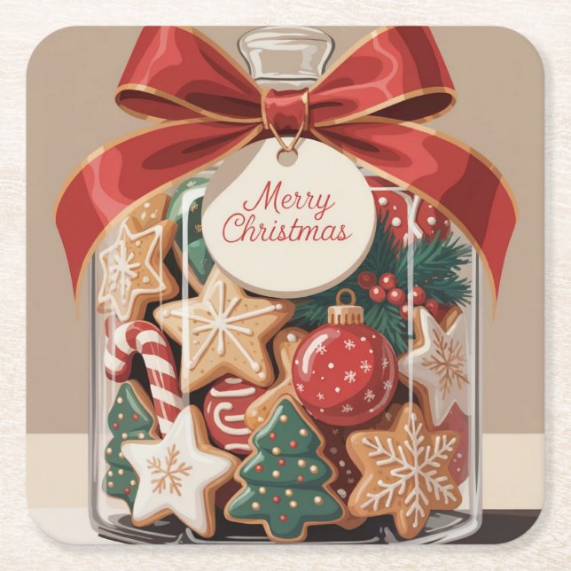 Underlägg uppsättning för God jul Cookie Burk Papper Kvadrat (Framsidan)