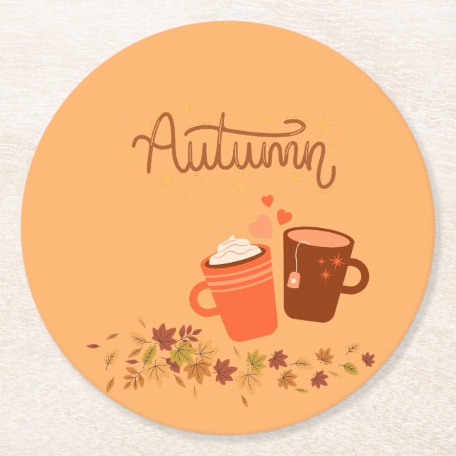 Underlägg uppsättning för höstrundan papper rund (Framsidan)