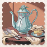 Underlägg uppsättning för Tekanna i Art nouveau<br><div class="desc">Den här underlägg innehåller en illustration av en porslinsfärgad tekanna i Art nouveau, som är färgad i en delikat skugga av himmel blue. Tekannan är placerad på en framträdande plats på ett cirkulärt mahogany bord. Tekannan har ornitat blommönster i silver löv, en lätt böjd spout och ett matchande lock som...</div>