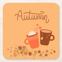 Underlägg uppsättning höstfyrkant papper kvadrat