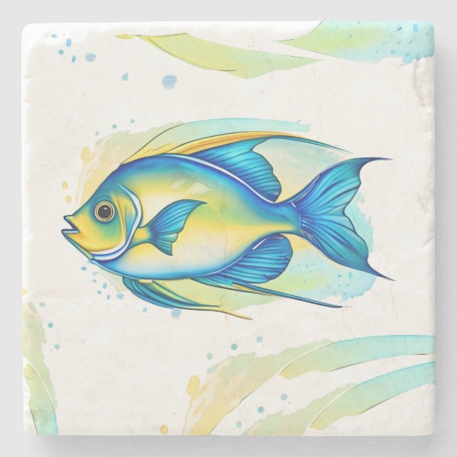 Underlägg - Vattenfärgsserie: Angelfish (Framsidan)