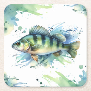 Underlägg - Vattenfärgsserie: Perch Papper Kvadrat