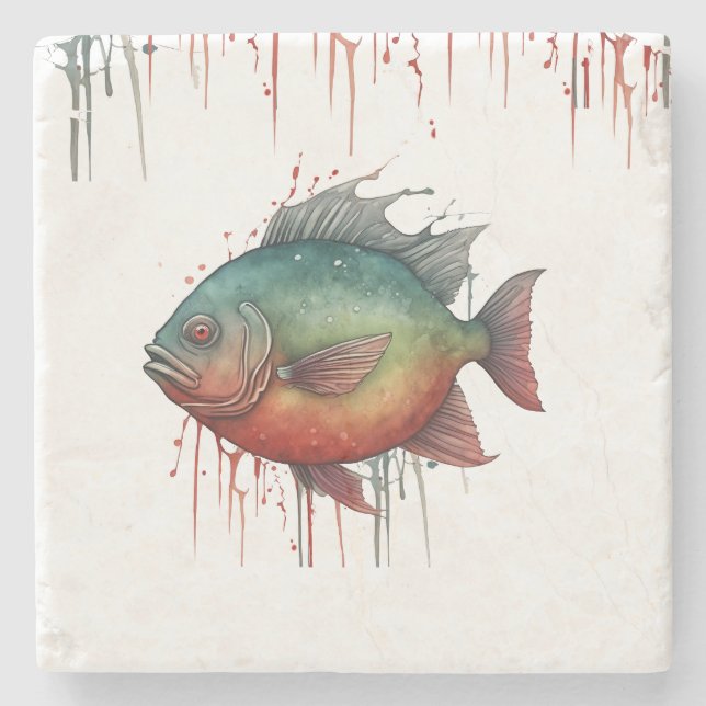 Underlägg - Vattenfärgsserie: Piranha (Framsidan)