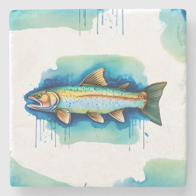 Underlägg - Vattenfärgsserie: Trout/Salmon (Framsidan)
