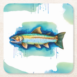 Underlägg - Vattenfärgsserie: Trout/Salmon Papper Kvadrat