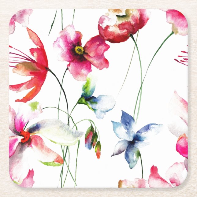 Underlägg - Vilda Blommor Papper Kvadrat (Framsidan)