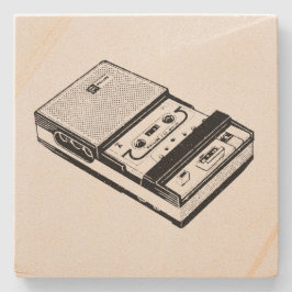 Underlägg vintage Illustration Tape Recorder Stone