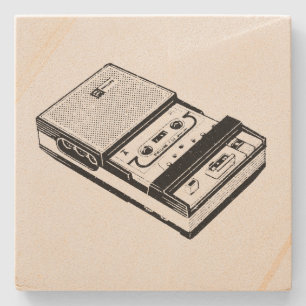 Underlägg vintage Illustration Tape Recorder Stone Sten