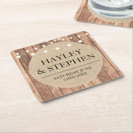UnderläggBurlap tänder den lantliga bröllopsfesten Underlägg Papper Kvadrat