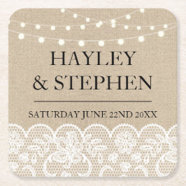 UnderläggBurlapsnöre tänder den lantliga Underlägg Papper Kvadrat