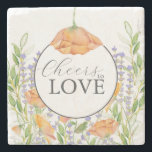 Underläggs Cheers Wildblomme Bröllop Theme Stenunderlägg<br><div class="desc">De här underläggen har en utformning av blommigten för vintage i nyanser av orange och lavender. Orden "Cheers to kärlek" anges i elegantens skripttypografi. Ett unikt val för ett tema för vilda blommor i bröllop, sommargåva i party eller som möhippor. Ett hållbart bröllop kommer att gynna dina gäster i åratal...</div>