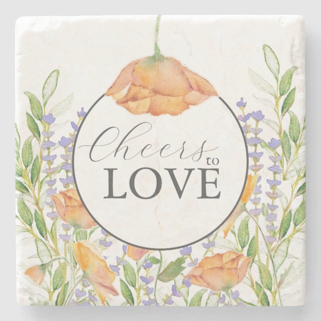 Underläggs Cheers Wildblomme Bröllop Theme Stenunderlägg (Framsidan)