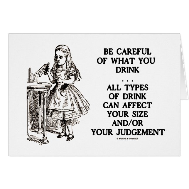 Underland är försiktig vad du dricker (Alice) Hälsningskort (Framsidan Horizontal)