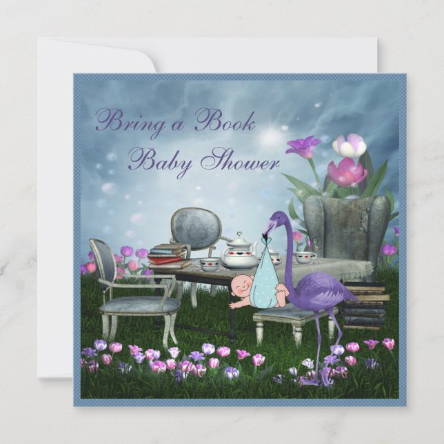 Underland Tea Party tar med sig en Bok-babyskor Inbjudningar (Framsida)