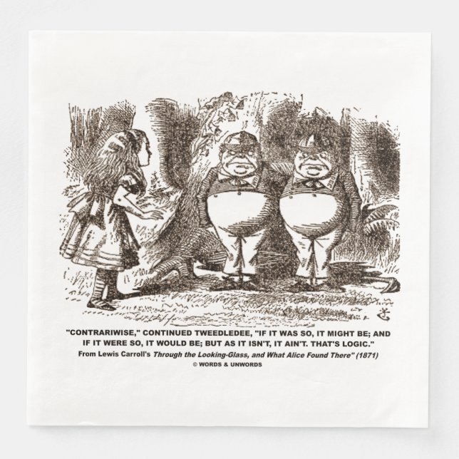 Underlandet Alice Tweedledum Tweedledee Logik Qte Pappersservett (Framsida)