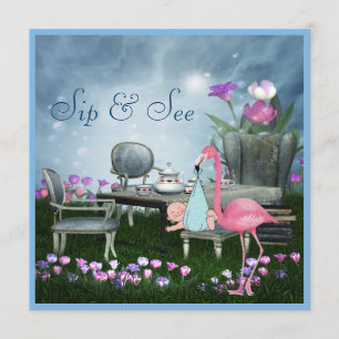 UnderlandFlamingosmutten & ser pojkebaby shower Inbjudningar