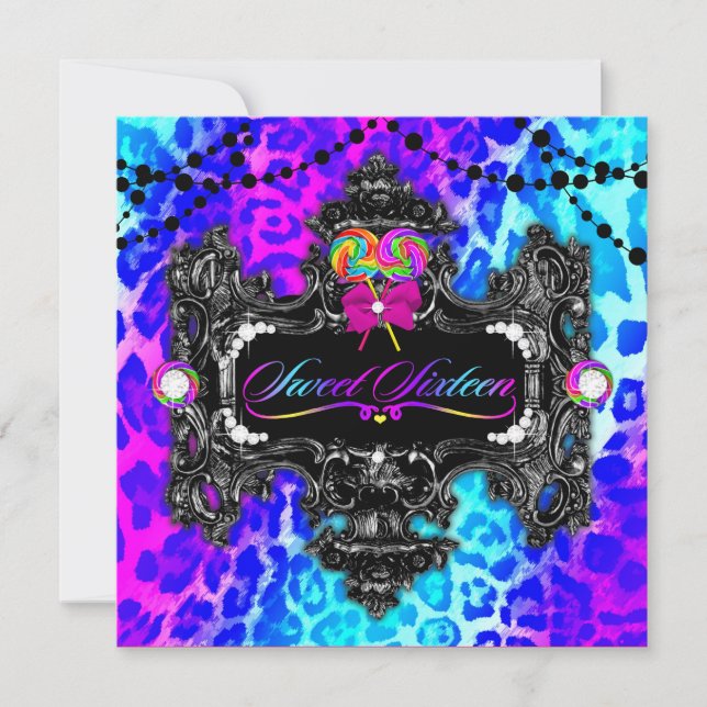 UnderlandLeopard söta 16 för 311 godis Inbjudningar (Framsida)