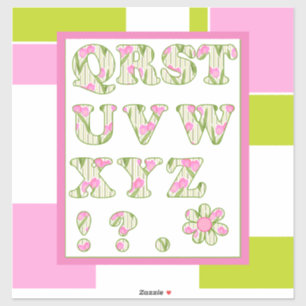 Underlig alfabet, blomalfabet, alfabet för jakt klistermärken