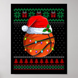 Underlig Basketball jul Ugly Sweater Hat Poster