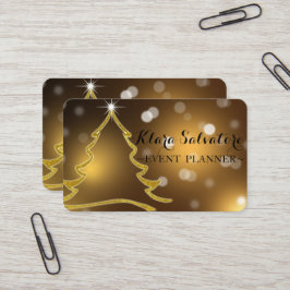 Underlig, behaglig Jul Guld Glittering Träd Visitkort