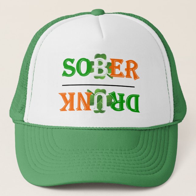 Underlig berusad sober St patrick's day Truckerkeps (Framsida)