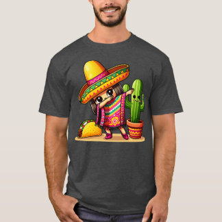 Underlig Dabbing Mexican Poncho Sombrero-flicka T Shirt