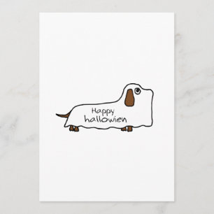 Underlig dachshund spökhalloween teckning kort