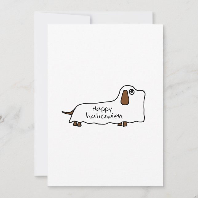 Underlig dachshund spökhalloween teckning kort (Framsida)