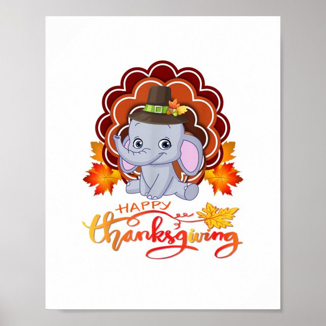 Underlig elefant Turkiet Happy thanksgiving Poster (Framsidan)