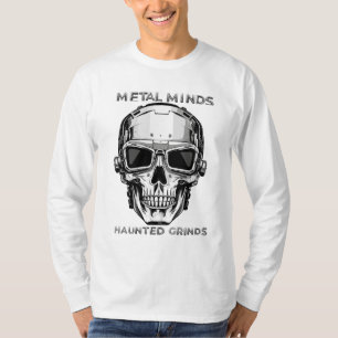 Underlig halloween metall-skalle med svamplass t shirt