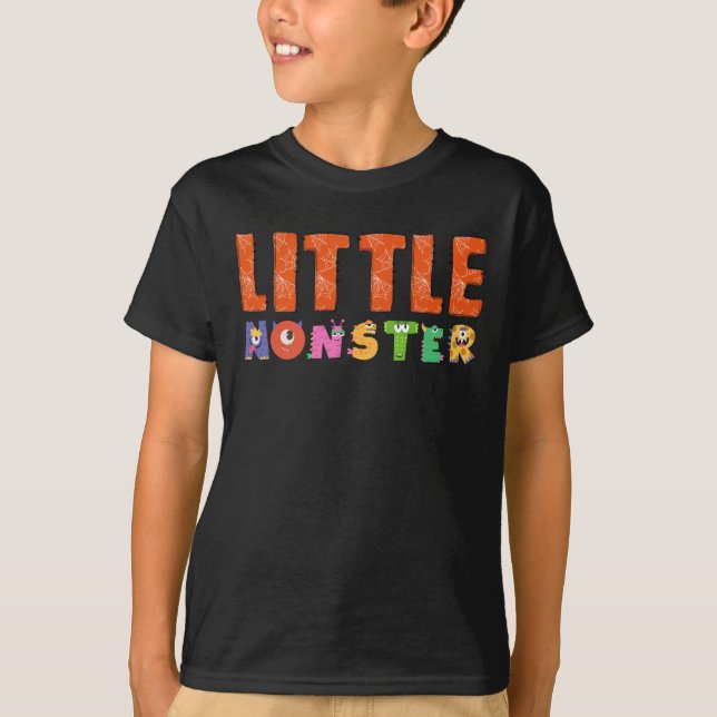 Underlig Little Monster Halloween T Shirt (Framsida)