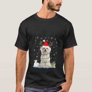 Underlig maltesisk Hund Ugly Sweater jul Ljus V T Shirt