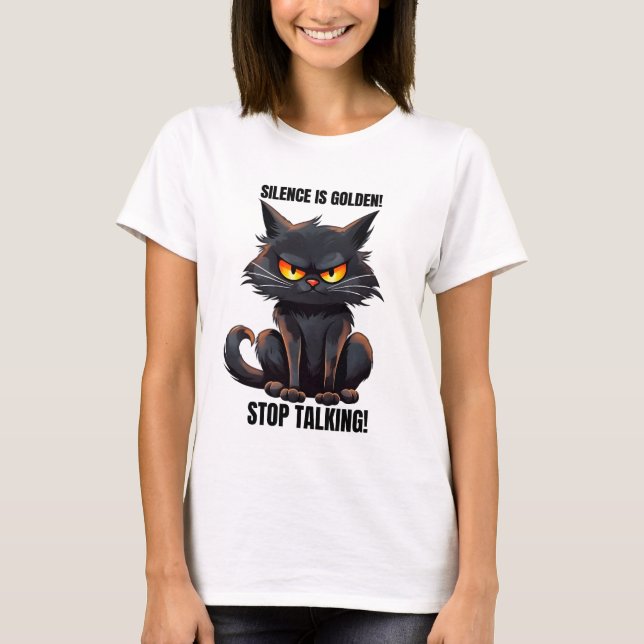 Underlig sarcasm ord art som talar katt t shirt (Framsida)