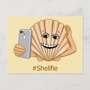 Underlig Seashell tar Cell Mobil Shellfie Selfie Vykort