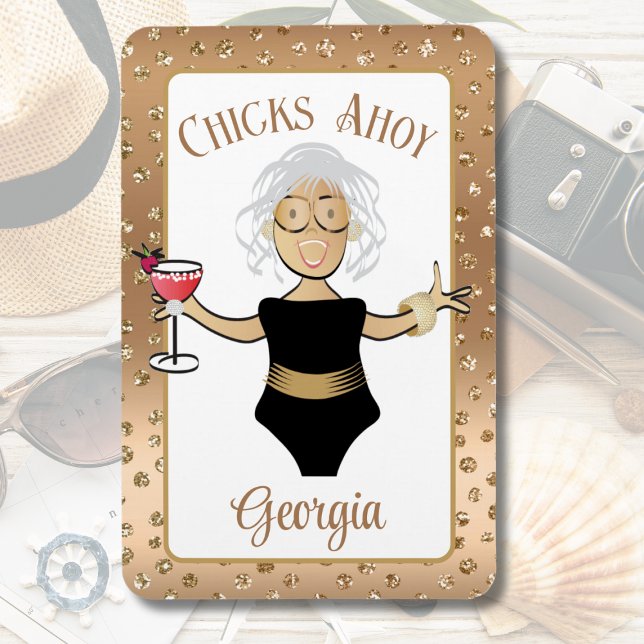 Underlig Tecknad som säger Brown Mature Dam Cruise Magnet (Skapare uppladdad)