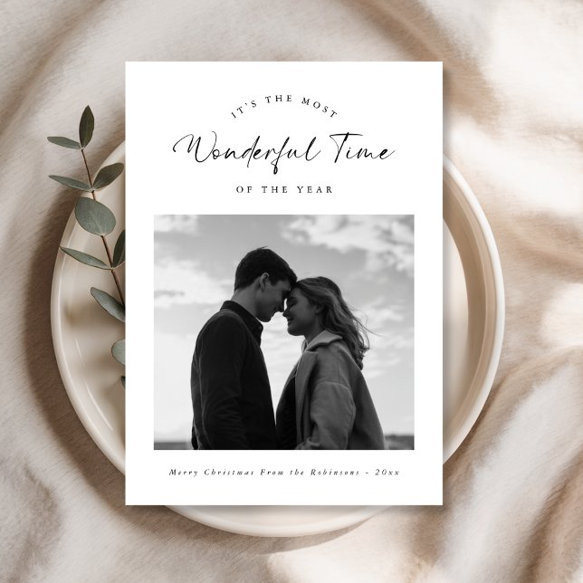 Underlig tid för svartvit familjefoto julkort (Skapare uppladdad)