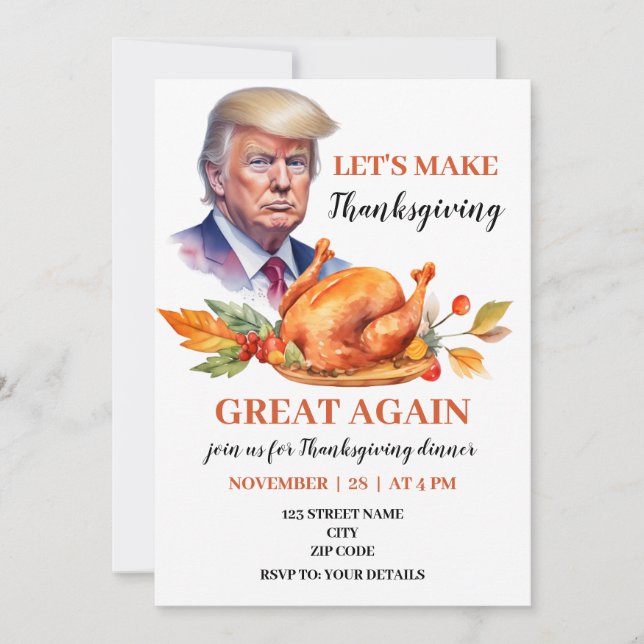 Underlig Trump-middag för politisk Thanksgiving Inbjudningar (Framsida)