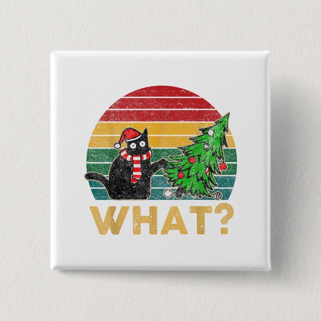 Underlig Ugly Sweater jul Shirt Naughty Cat San Knapp (Framsida)