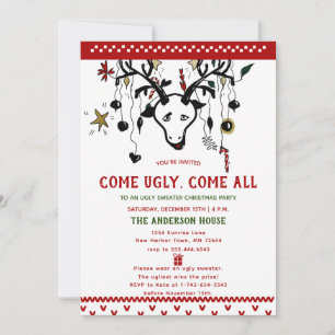 Underlig Ugly Sweater Reindeer Nordic Sticka jul Inbjudningar