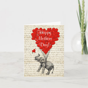 Underlig vintage elefant mors dag kort